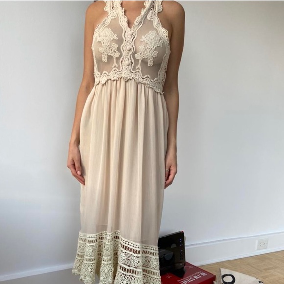 Beautiful vintage boho cream dress - Picture 1 of 4